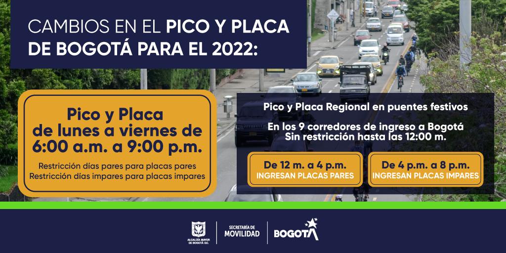 Pico placa Bogotá 2022