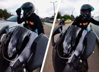 Video-motociclista-rompiendo-espejo-carro-Bogotá