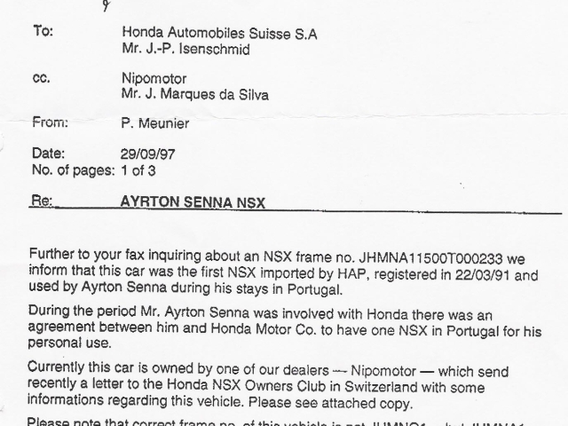Senna Honda NSX venta